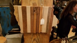 Iowa wooden sign made out of many types of wood