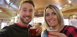 Sampling beers at the Leinie's Cabin