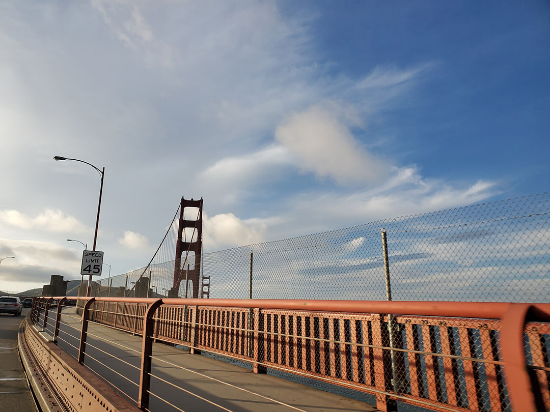 Driving over the Golden Gate Bridge