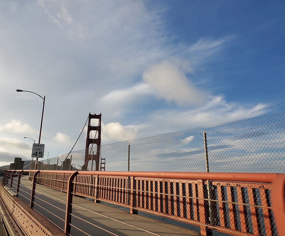 Driving over the Golden Gate Bridge