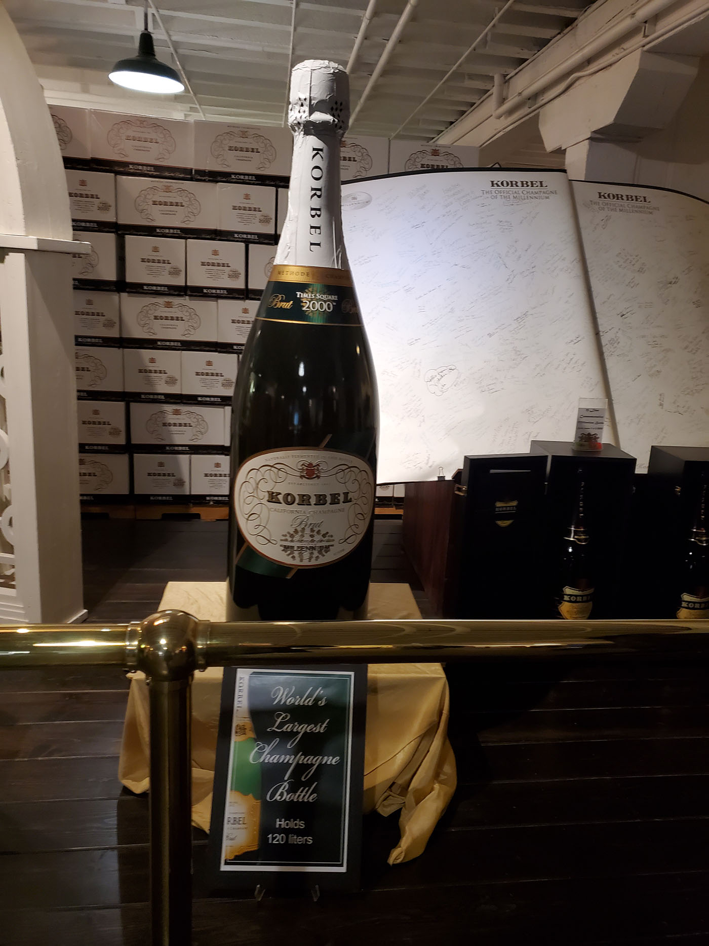 Huge Korbel bottle of champagne