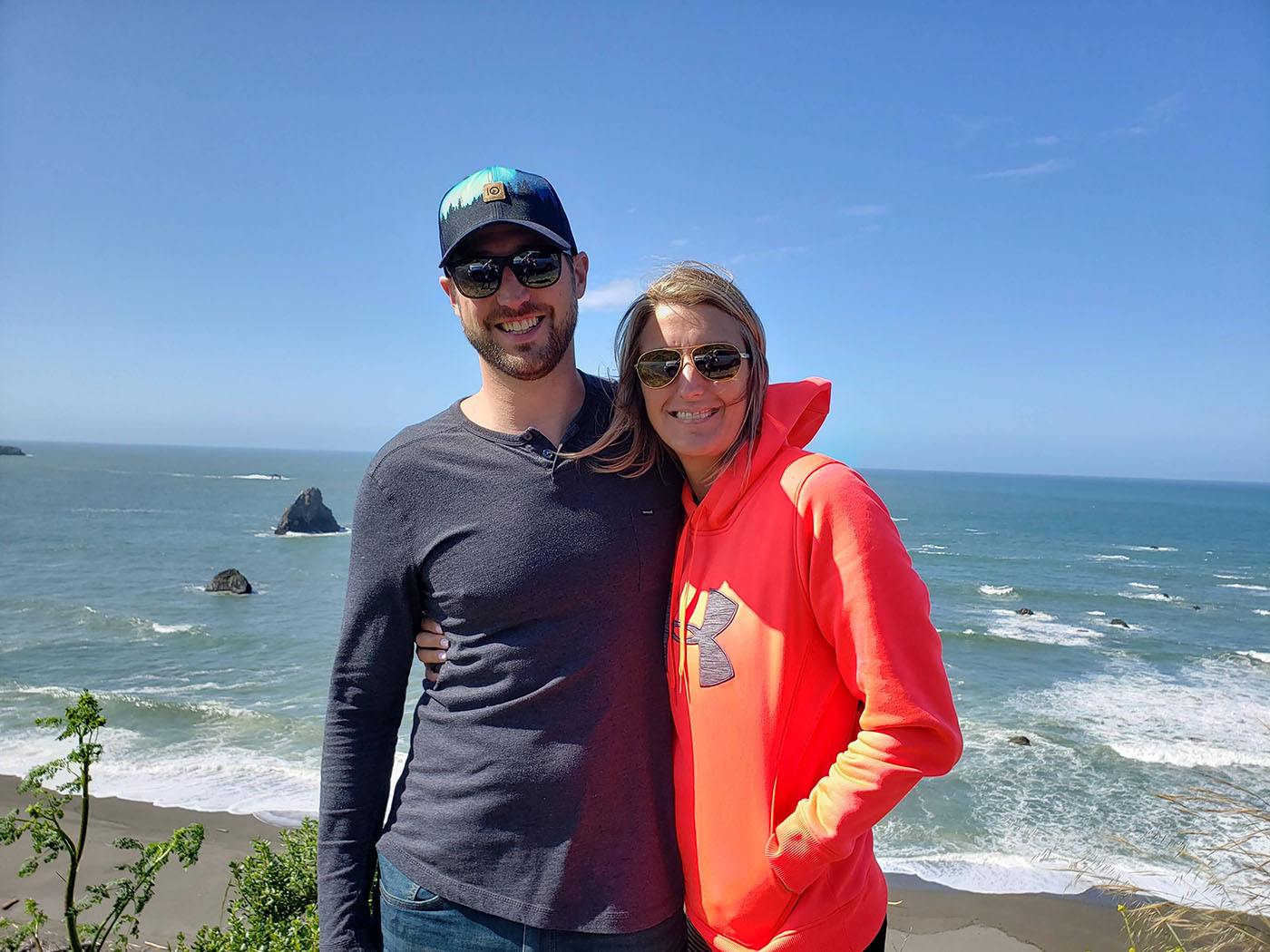 Jill and I with the ocean behind us