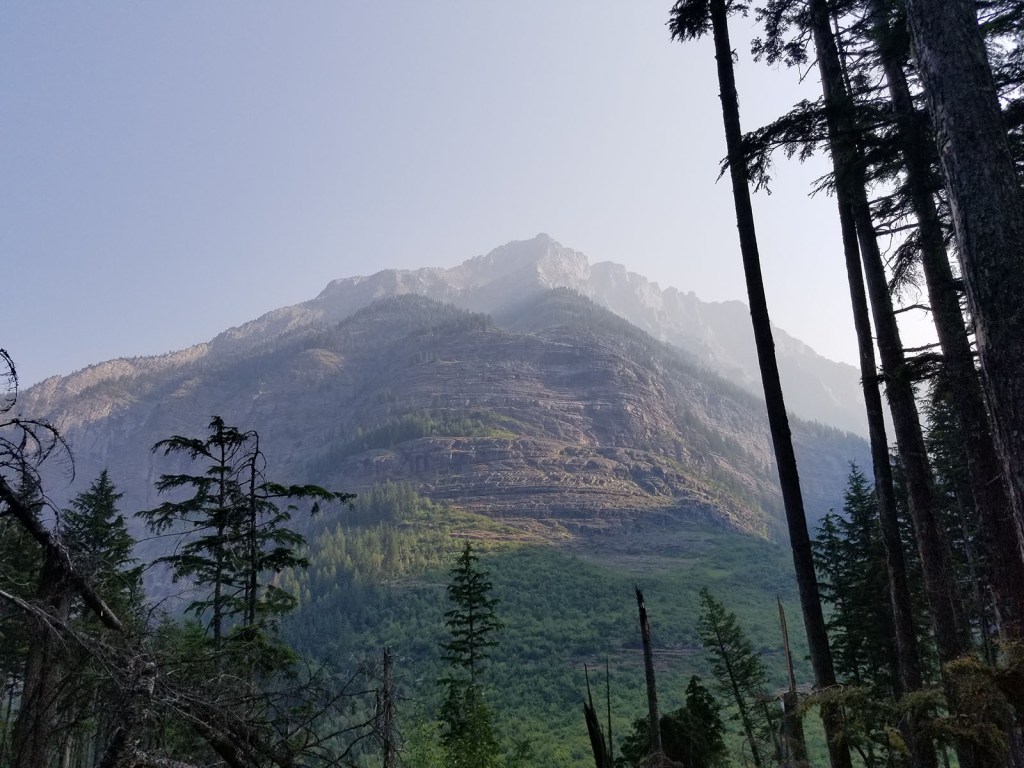 A purple mountain on the Avalanche Lake Trail
