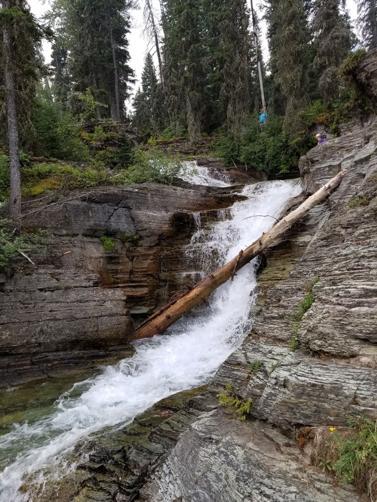 Water rushing down stone