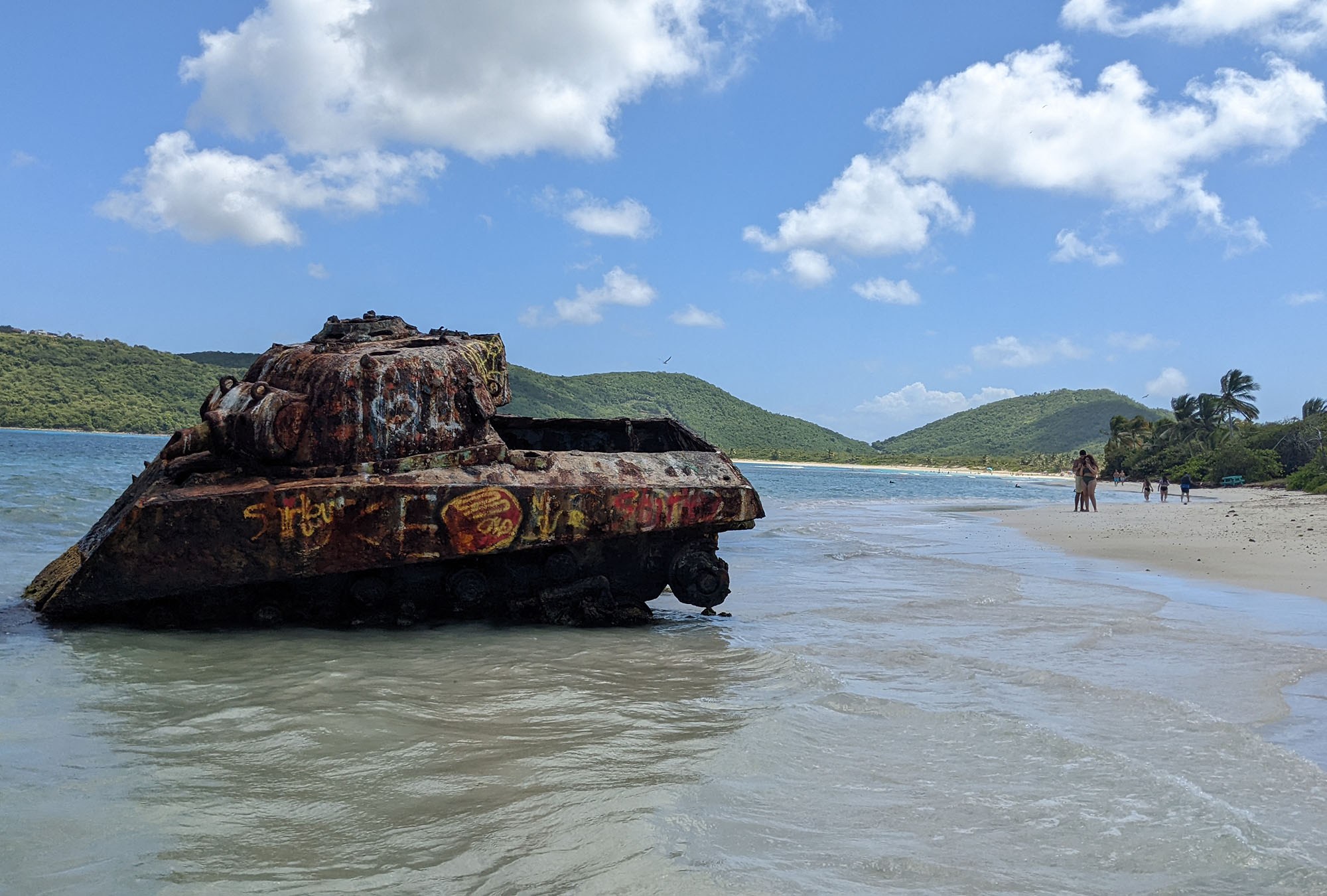 An old tank along the beach on Culebra Island, PR