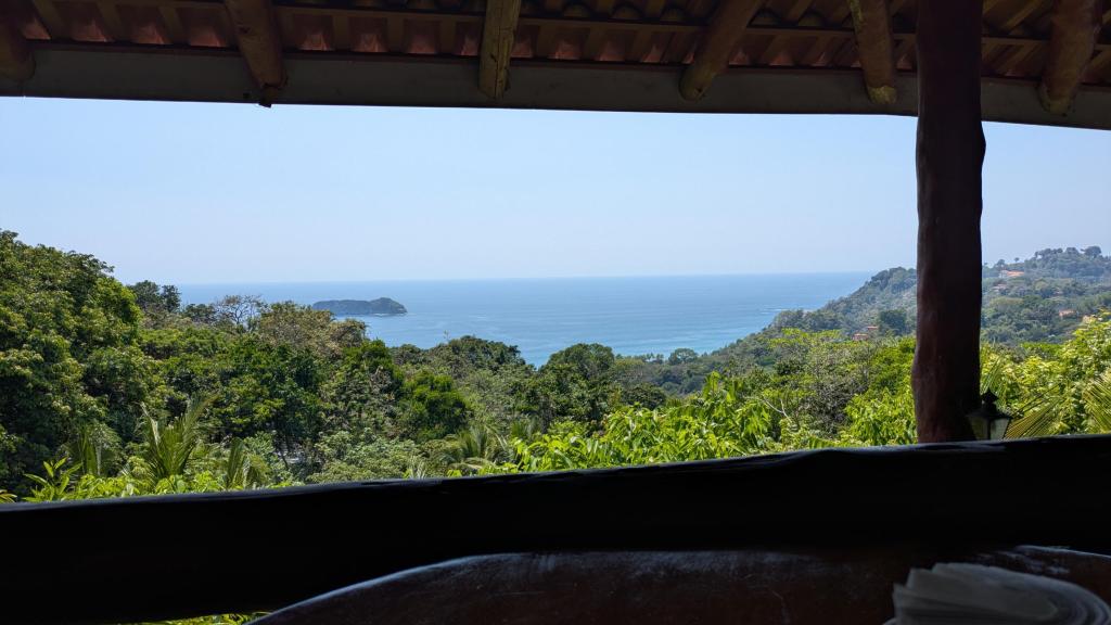 The view from El Avion - the ocean with an island in the distance