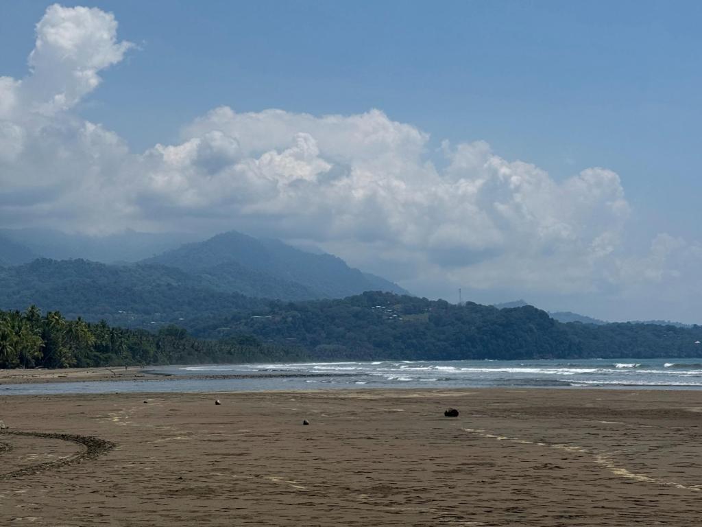 Mountains sand and ocean